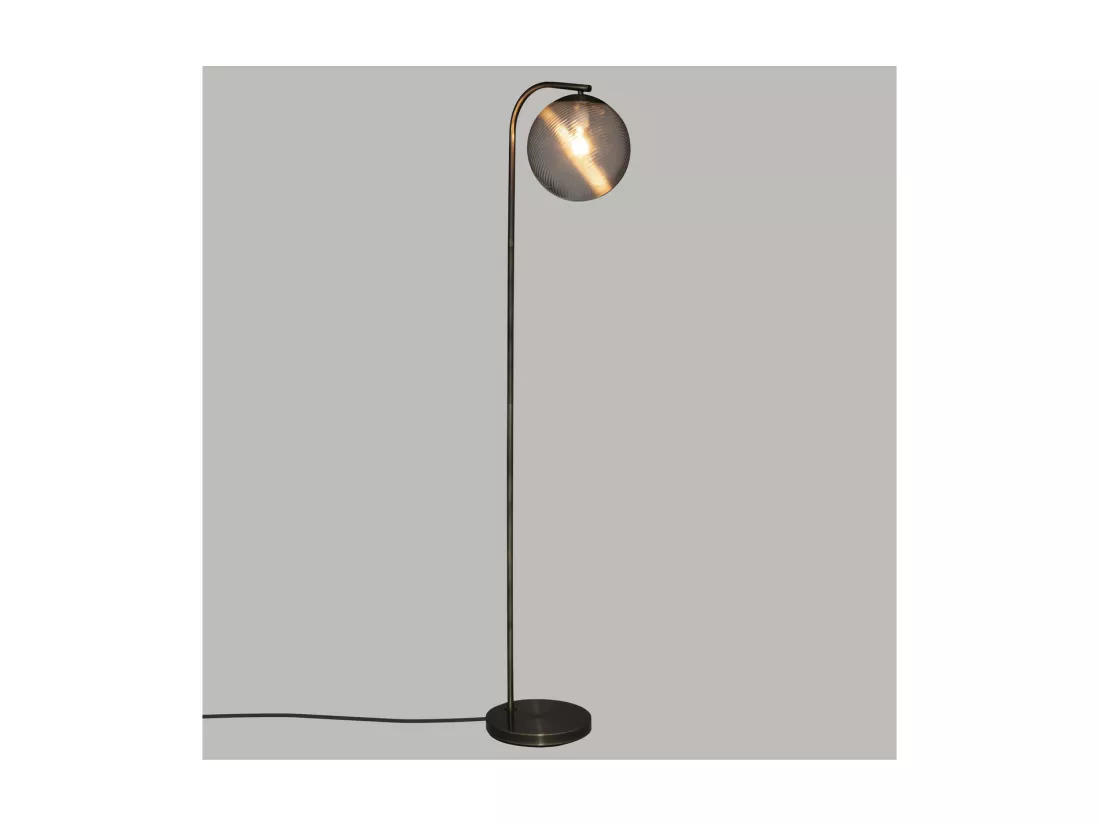Lampadaire en Métal Mordoré et Verre strié H 153 cm
