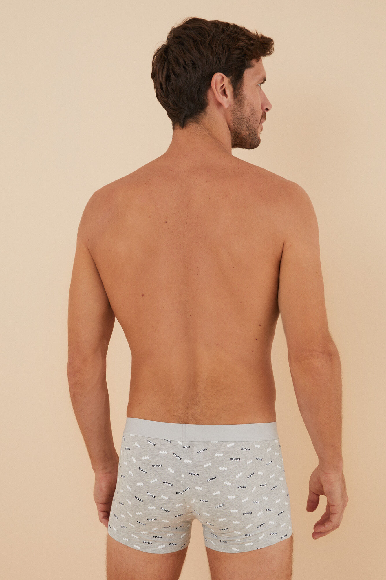 Pacote com 2 cuecas boxer do Batman, cinza e azul.