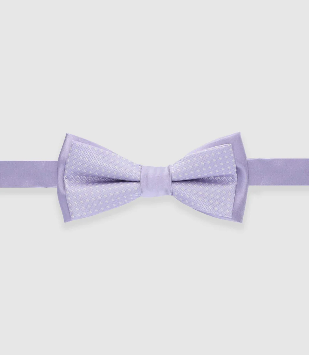 Nœud papillon double en soie parme