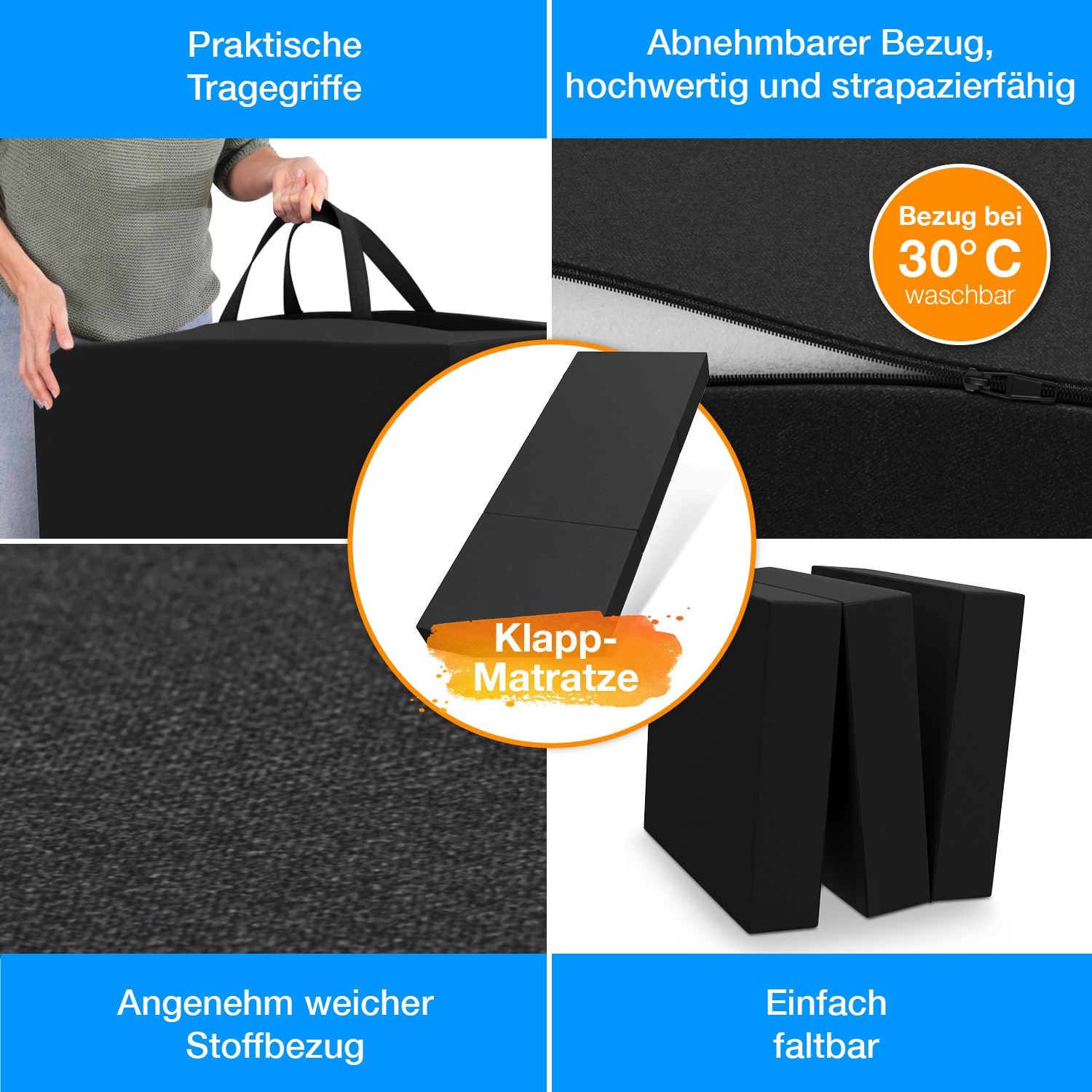 Bestschlaf Klappmatratze inkl. Husse & Transporttasche Spar-Set