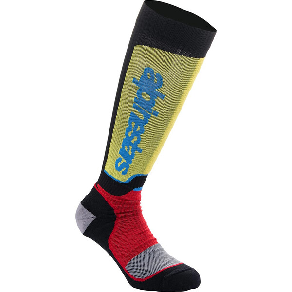 Alpinestars - Chaussettes de protection MX Plus Noir / Rouge / Jaune / Bleu