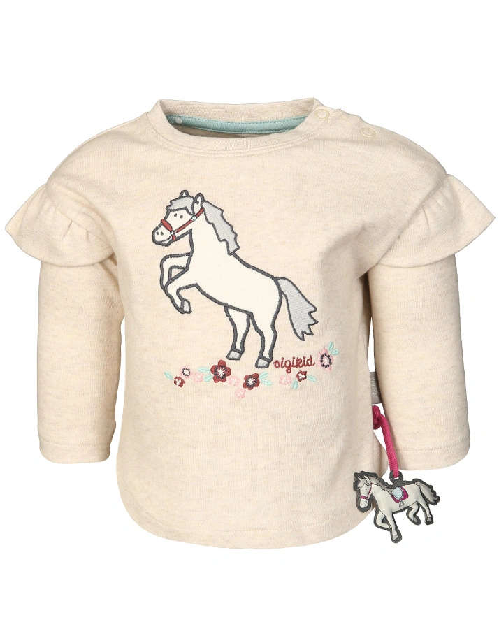 Langarmshirt FLOWERHORSE mit Rüschen in ecru