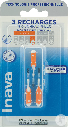 Inava Recharges Brossettes Interdentaires Jaune ISO 3 1,2mm 4 Pièces