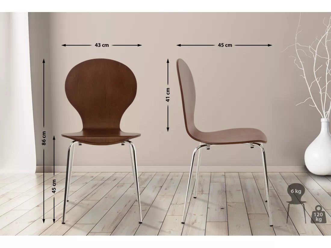 Lot de 16 Chaise de conférence - Bois - Marron - DIEGO