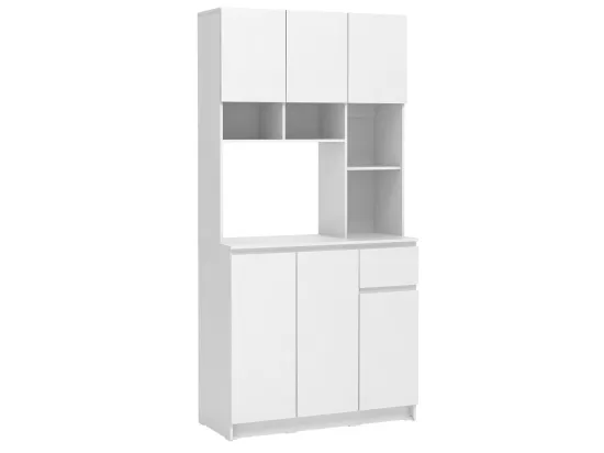 Buffet de cuisine avec 6 portes, 1 tiroir et 5 niches - Blanc - NIZALI