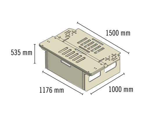 Buildify Campingbox Erwin achterbedsysteem voor VW, 1800x1500x535 mm (LxBxH) (zonder montage- en bevestigingsmateriaal)