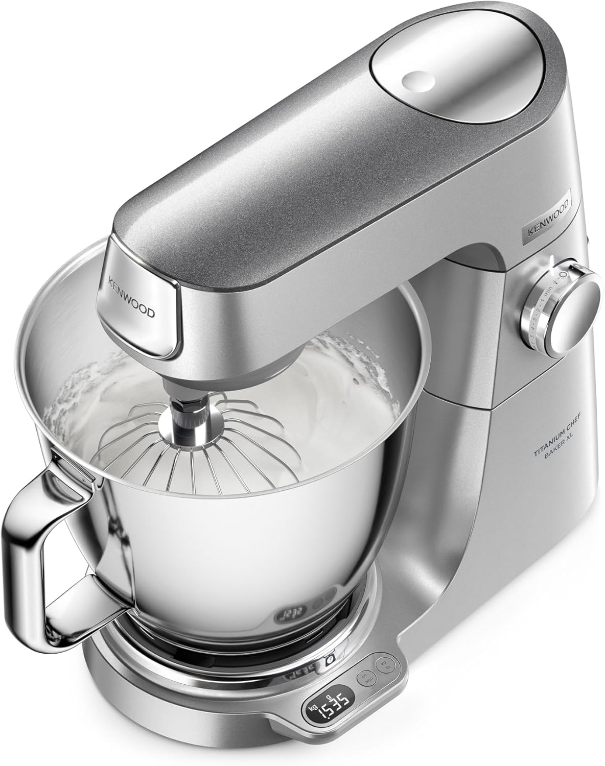 Kenwood Küchenmaschine Titanium Chef Baker XL KVL85.224SI, Küchenmaschine mit Waage, 7L & 5L Edelstahlschüssel, inkl. 6-teiligem Patisserie-Set, Mixaufsatz & Fleischwolf, 1200W, Silber