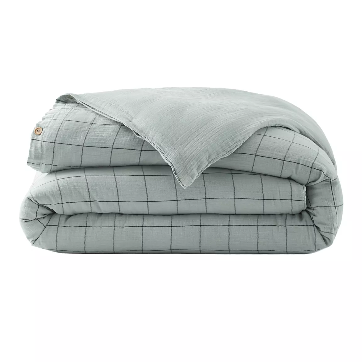 Housse de couette gaze de coton (200 x 200 cm) Gaïa Match Vert eucalyptus