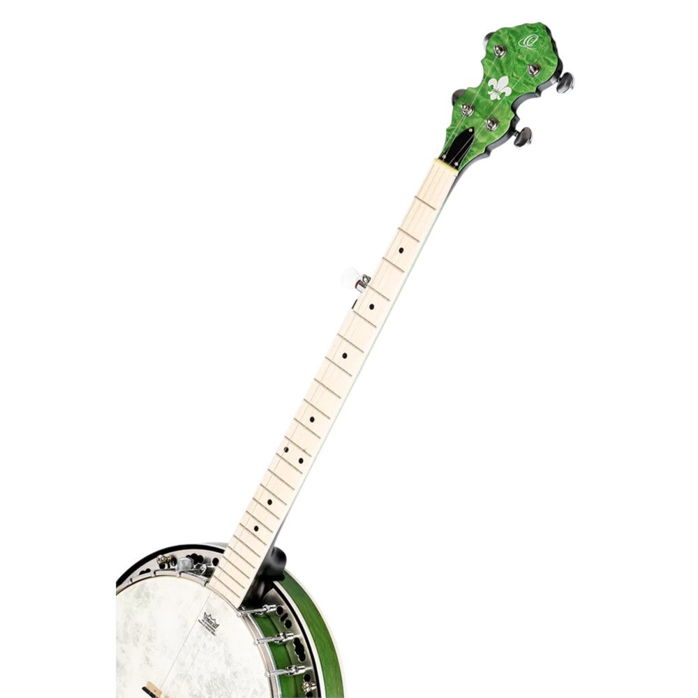 Ortega Falcon Series 5-string Banjo Transparent Green elektrisch-akoestische banjo met gigbag