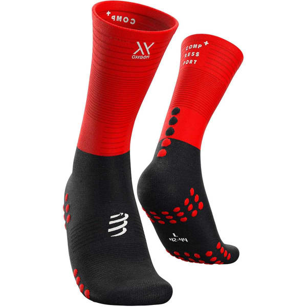 Chaussette compression COMPRESSPORT MID COMPRESSION SOCKS BLACK/RED