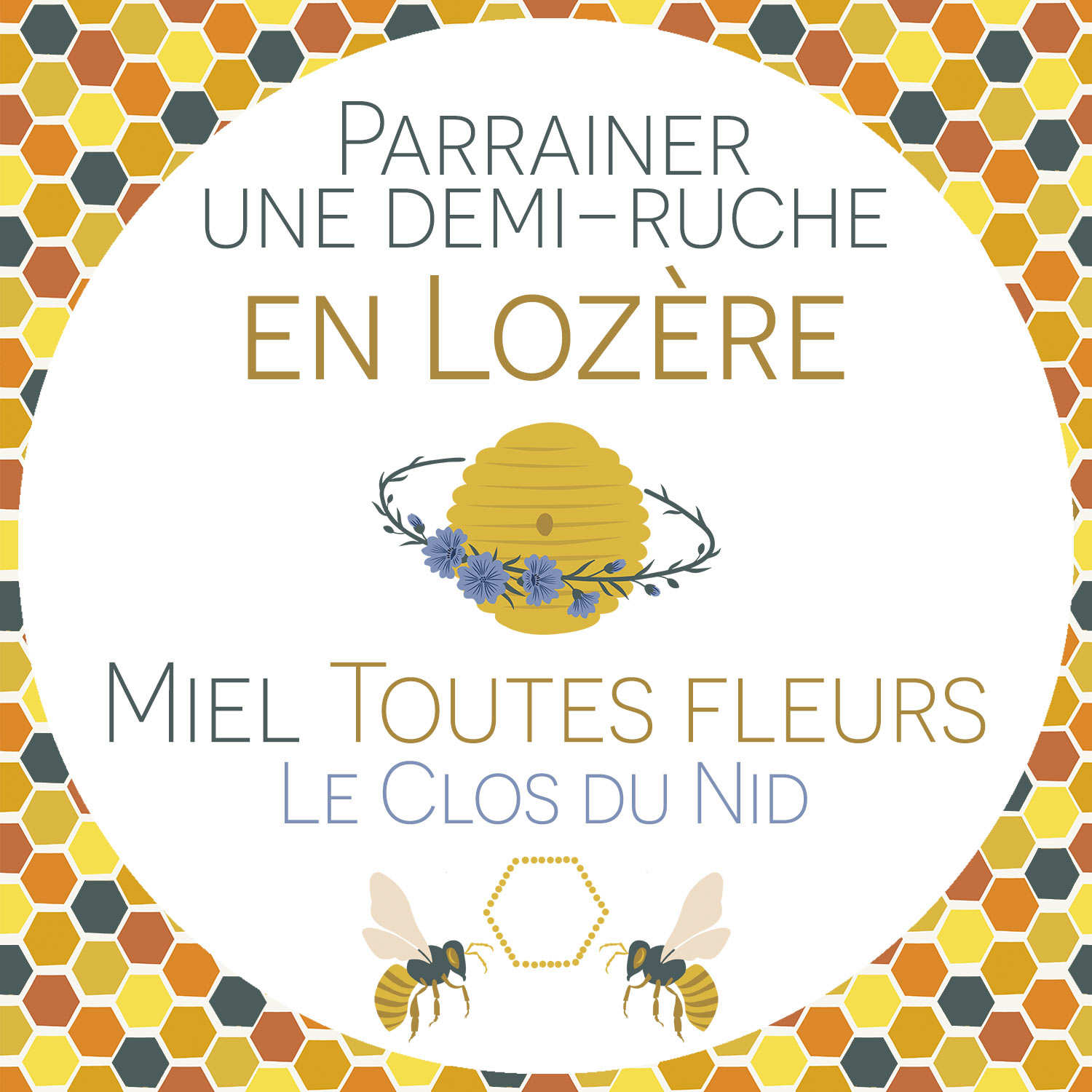 Parrainer une demi-ruche de Lozère : Miel toutes fleurs - Récolte 2024