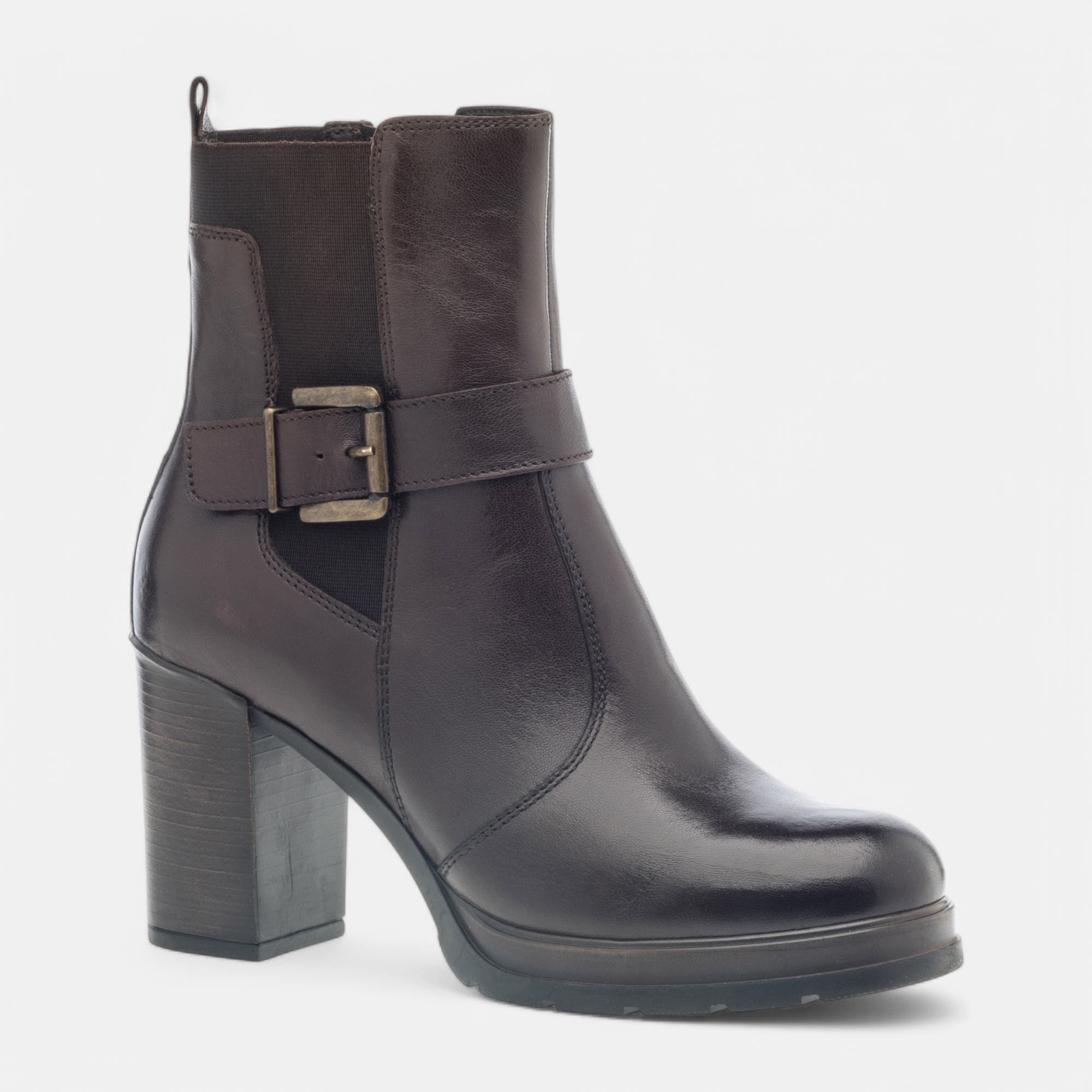 Bottines à talon Femme en cuir marron