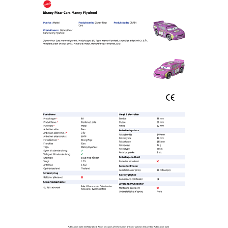 Disney Pixar Cars 3, 1 stk. legetøjsbil