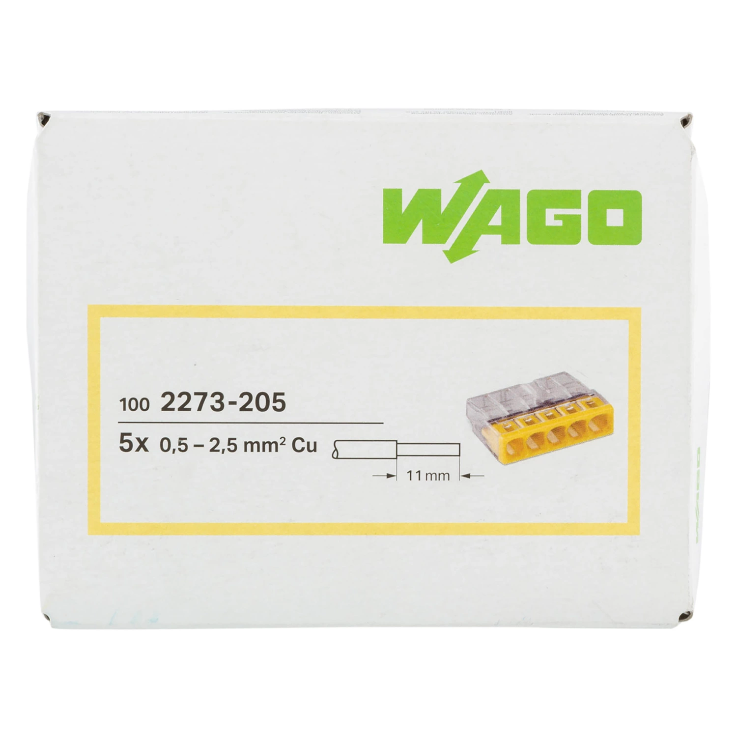 Wago 2273-205 Lasklem 5-polig - 5-gaats - 5 x 0.5 - 2.5 mm² - Transparant-geel (100st)