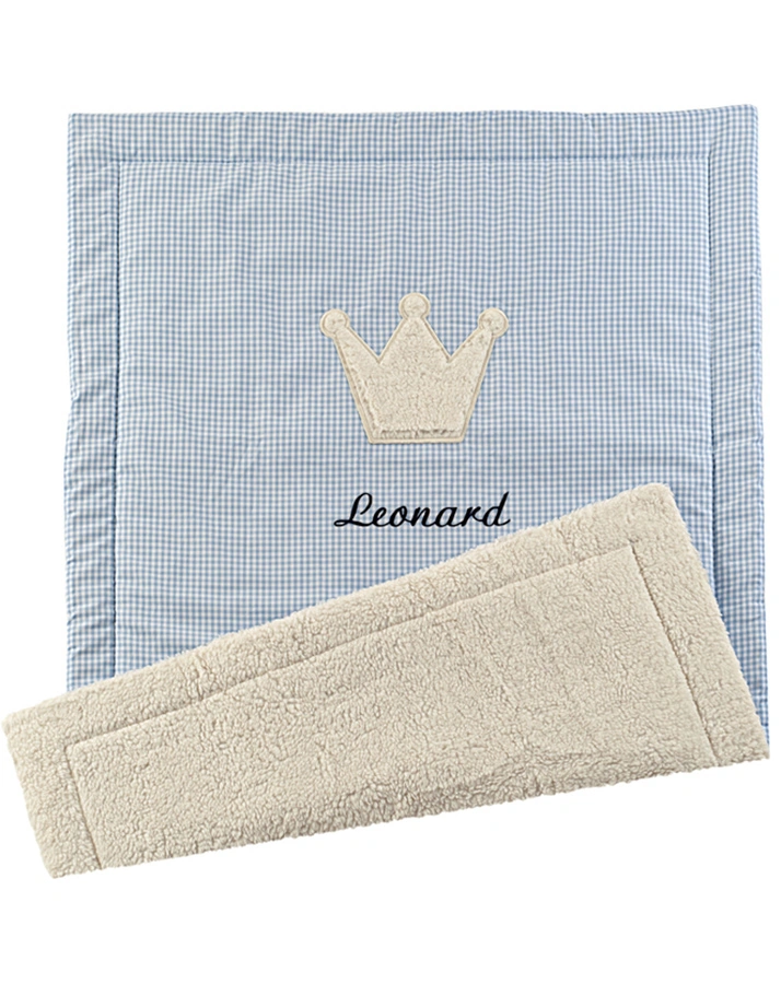 Personalisierte Babydecke KRONE hellblau (Farbe: pink)