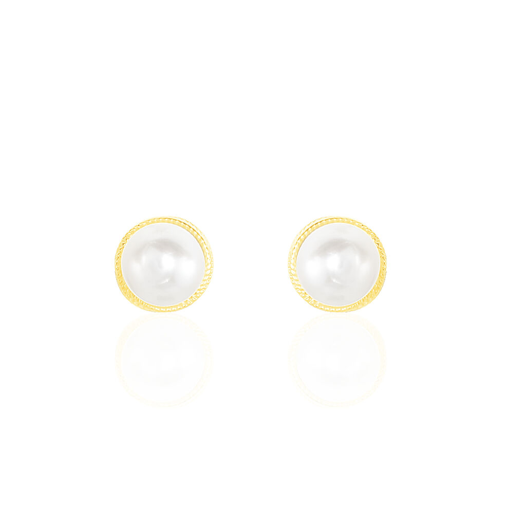 Boucles D'oreilles Puces Siera Or Jaune Perle De Culture