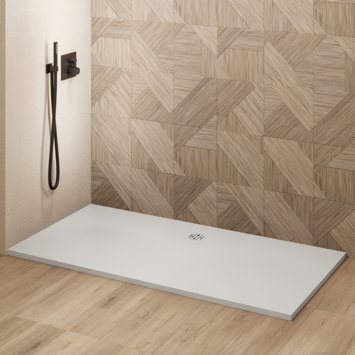 Saniclear Modo douchebak 200x100cm met stone finish wit