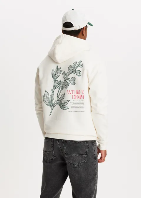 Hoodie met backprint united off-white (CREME.L)