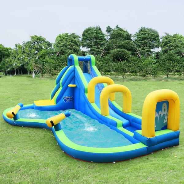 Hoppeslott oppblåsbar vannsklie Play Pool Water Park med sklie 478x365x242cm