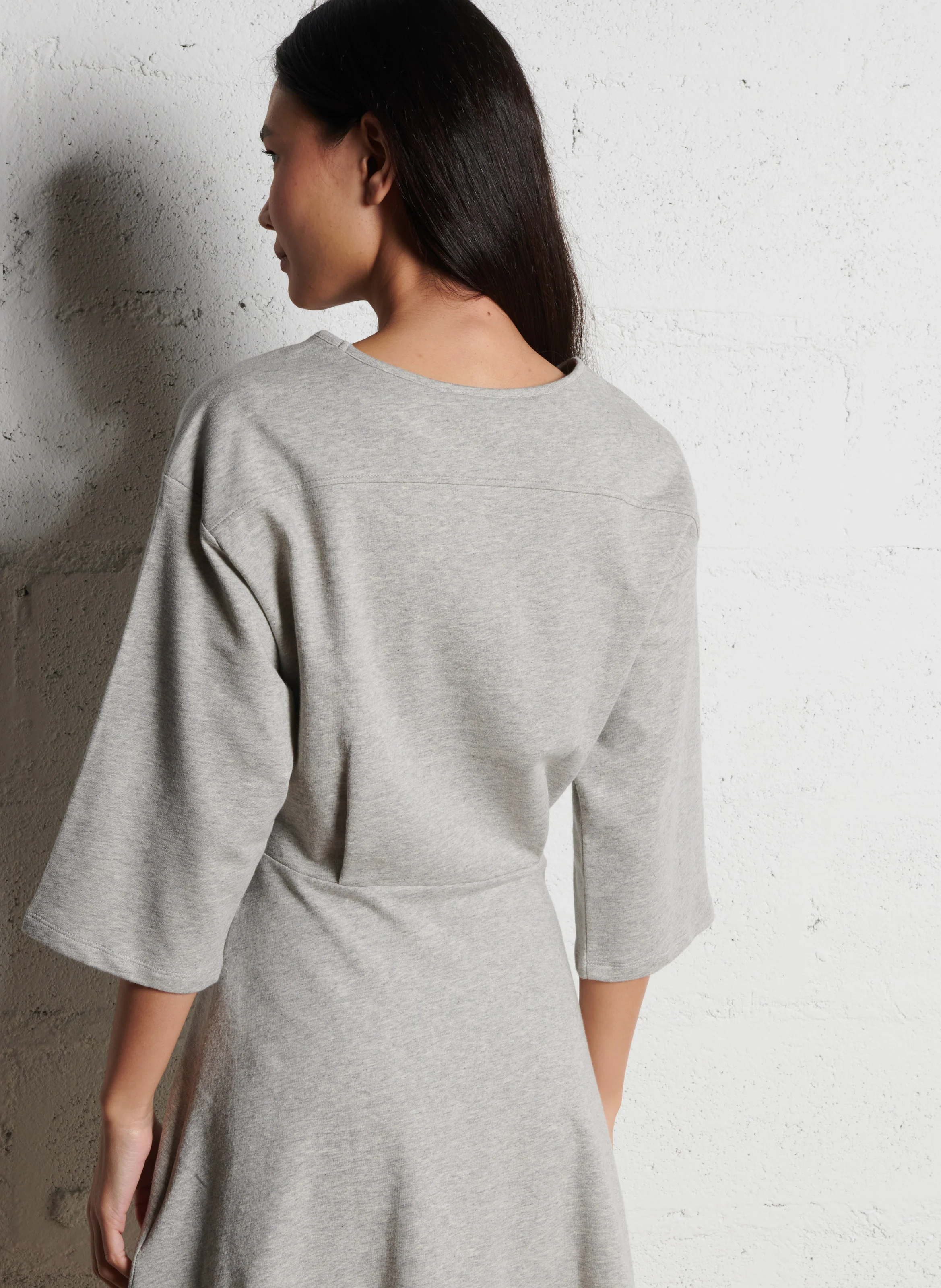 ASTORIA - Robe courte col rond en coton | Gris