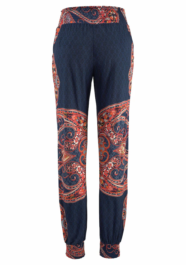 LASCANA Strandhose  mit Paisleyprint und Taschen, leichte Jerseyhose, elastisch