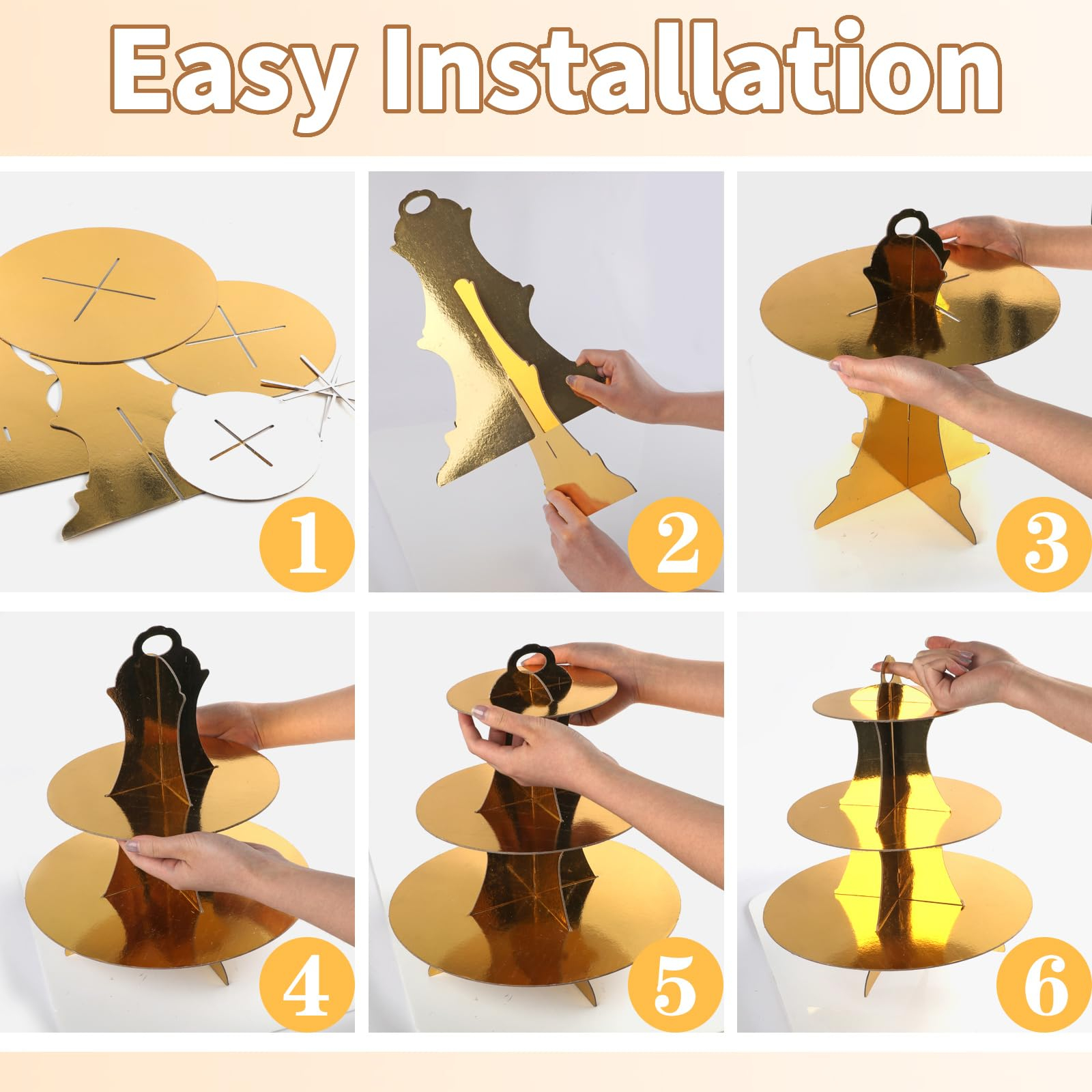 3 Etagen Karton Cupcake Etagere Muffin Ständer Geburtstags Servierständer - Gold