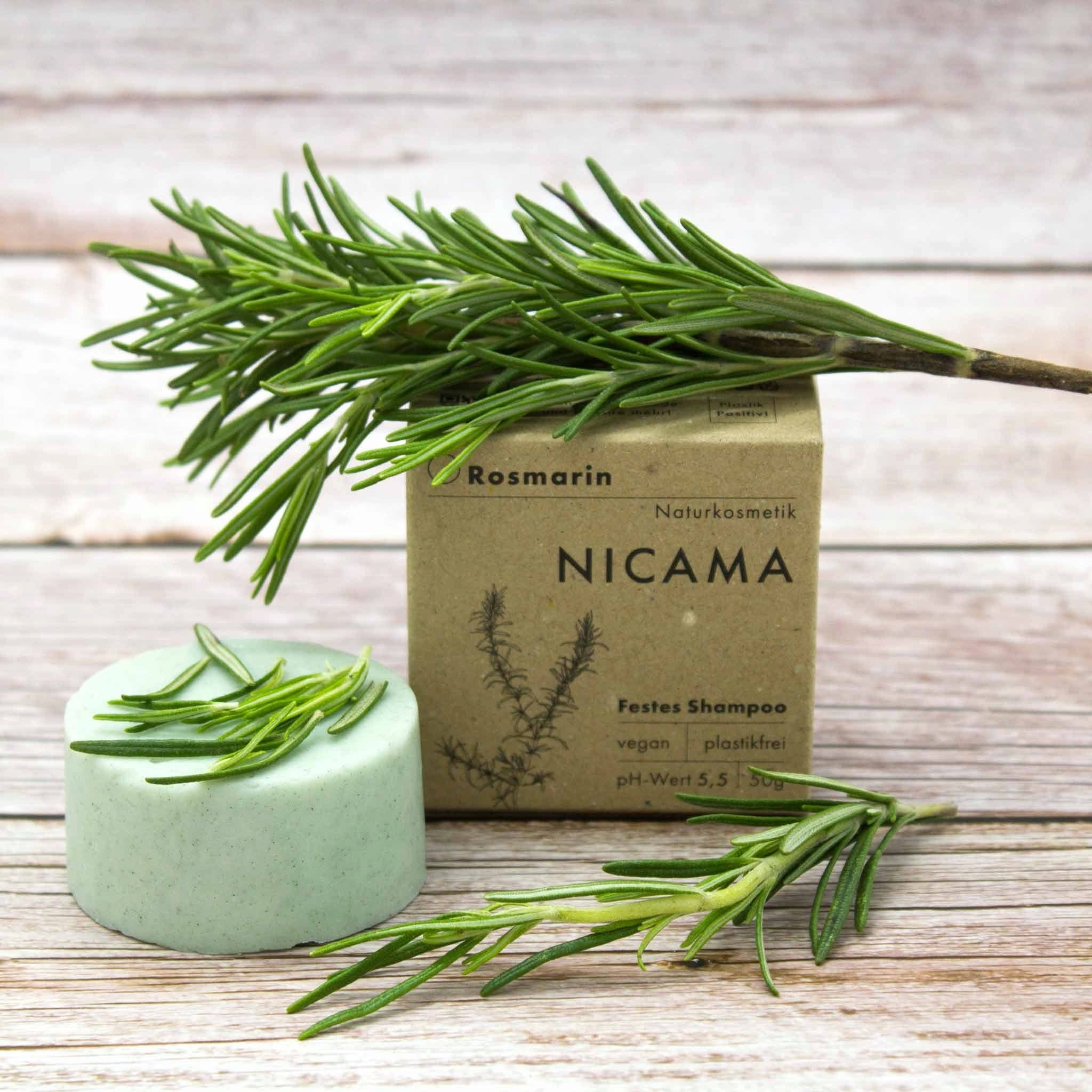 NICAMA  Festes Shampoo, Rosmarin (60 g)