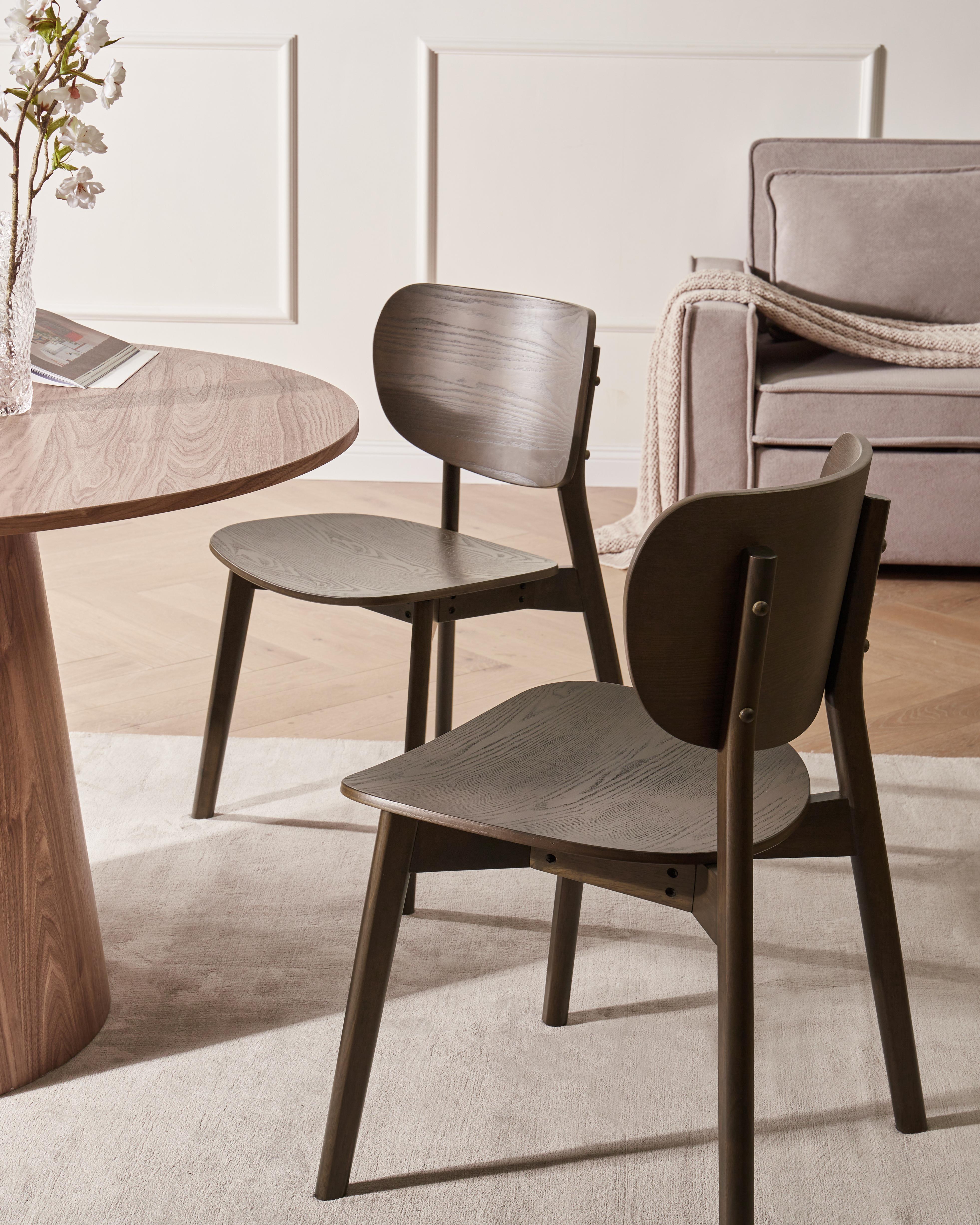 Set van 2 eetkamerstoelen OVERLY Hout Donkerbruin