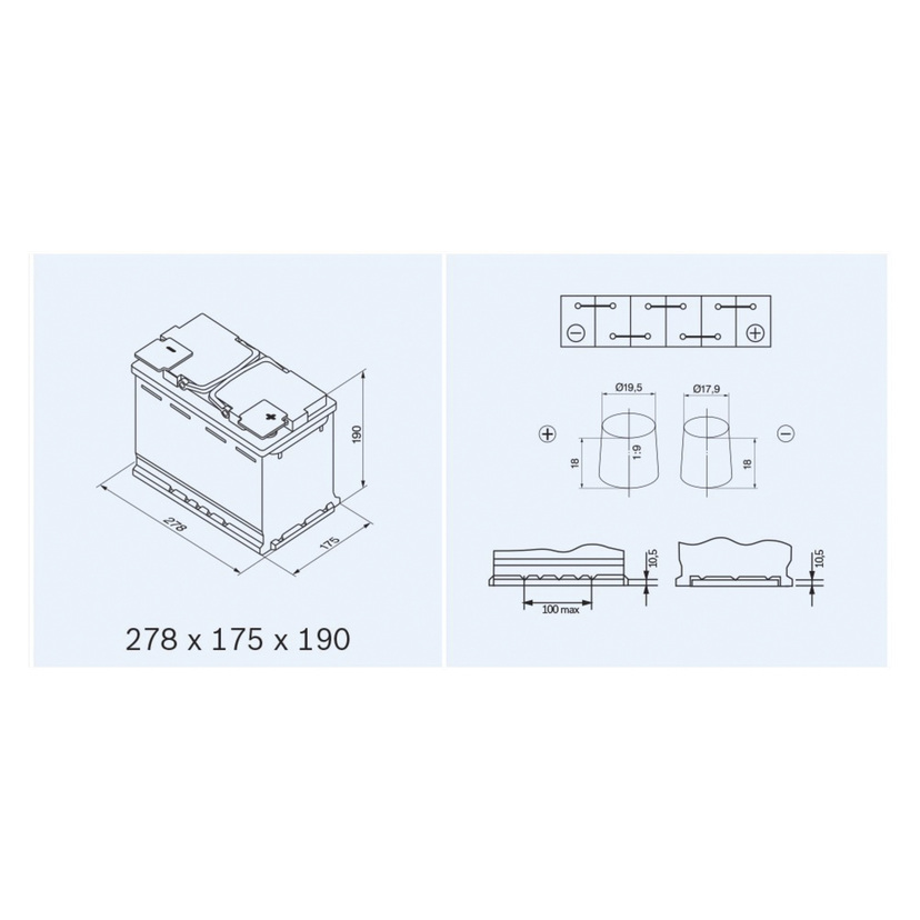 Bilbatteri AGM 70 Ah