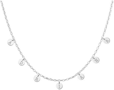 Zilveren naamketting met ronde letter bedels
