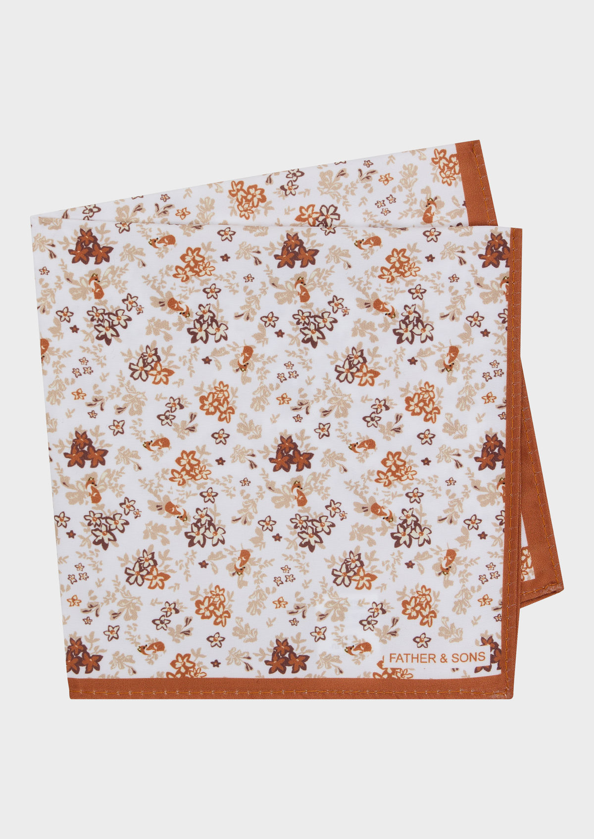 Pochette blanche à motif fleuri noisette, vanille et taupe