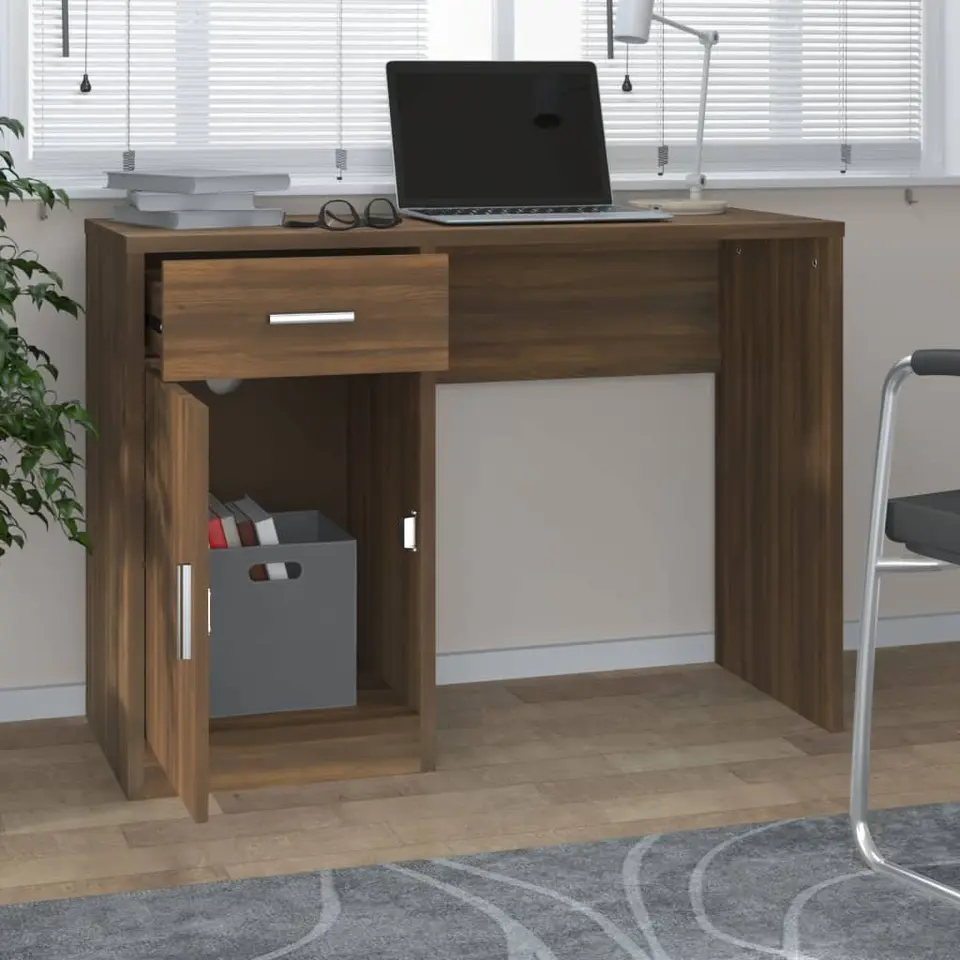 vidaXL - Bureau - Bruin - Bewerkt hout