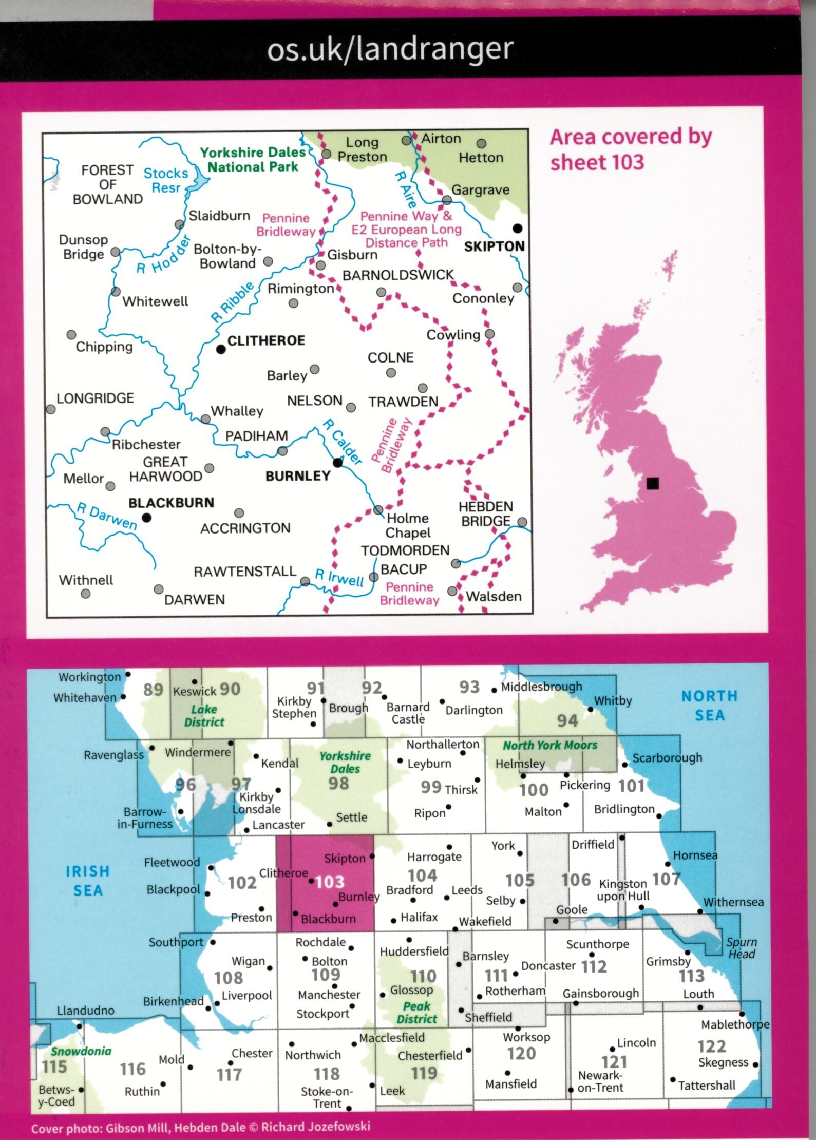 ORDNANCE SURVEY - 103 GB BLACKBURN BURNLEY 1 50 000
