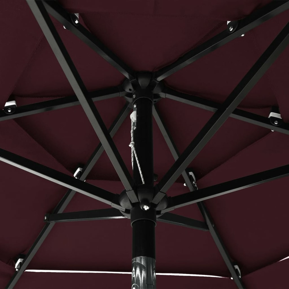Parasol à 3 niveaux avec mât en aluminium 2 m bordeaux