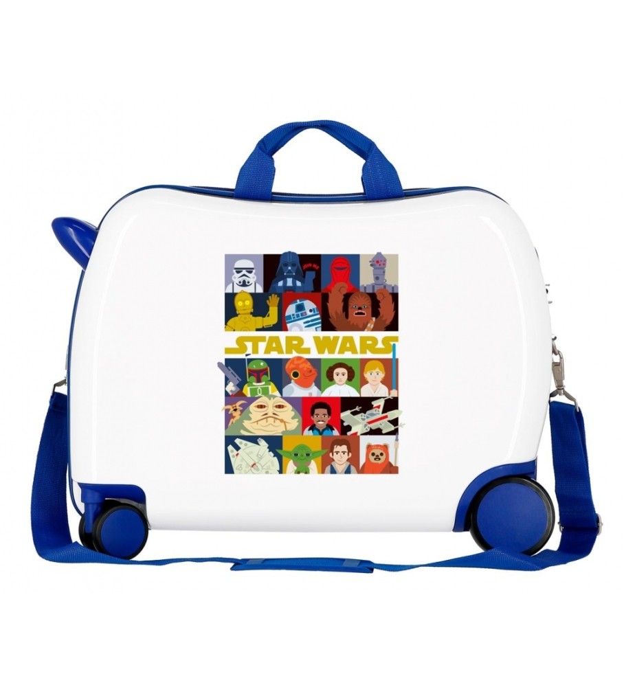 Mala infantil Disney Star Wars com personagens, 2 rodas multidirecionais, branca