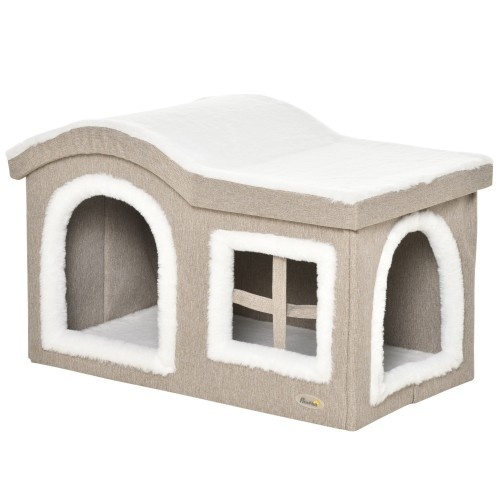 Casinha dobrável para gatos, bege