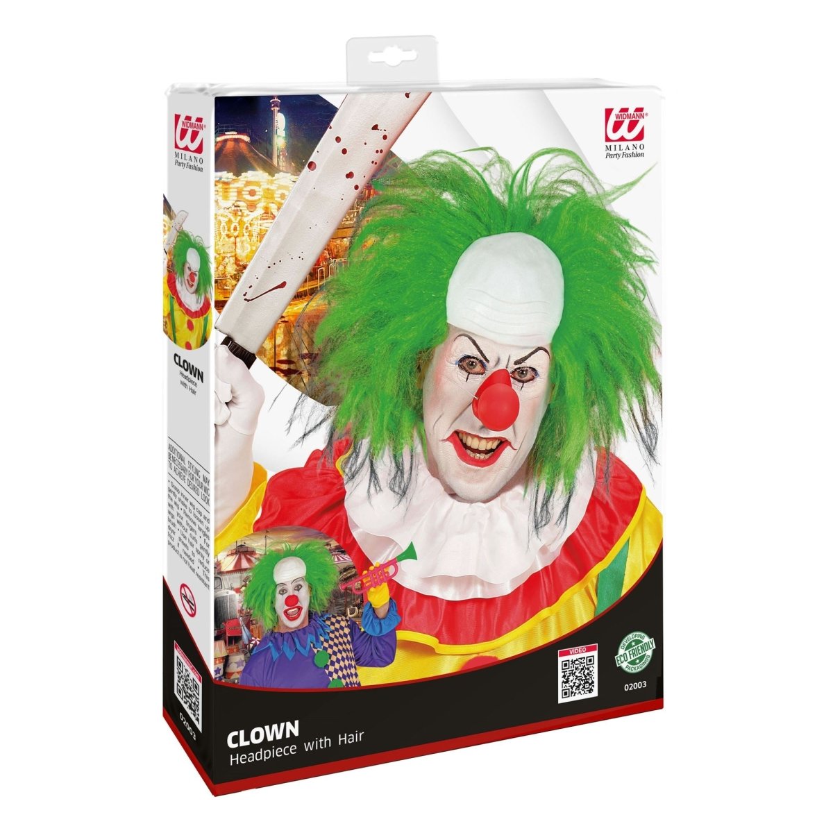 Halloween Pruik Groen Heren Clown