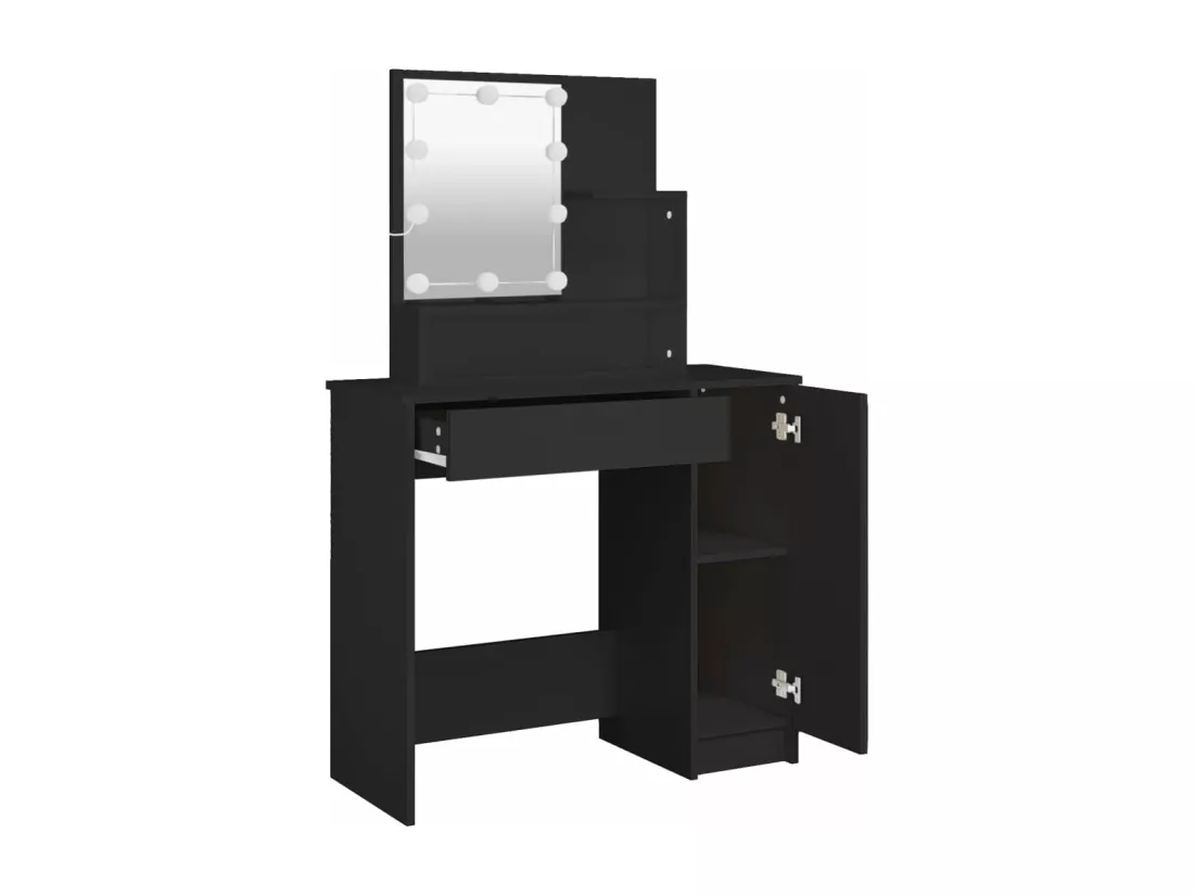 Coiffeuse avec LED noir 86,5x35x136 cm