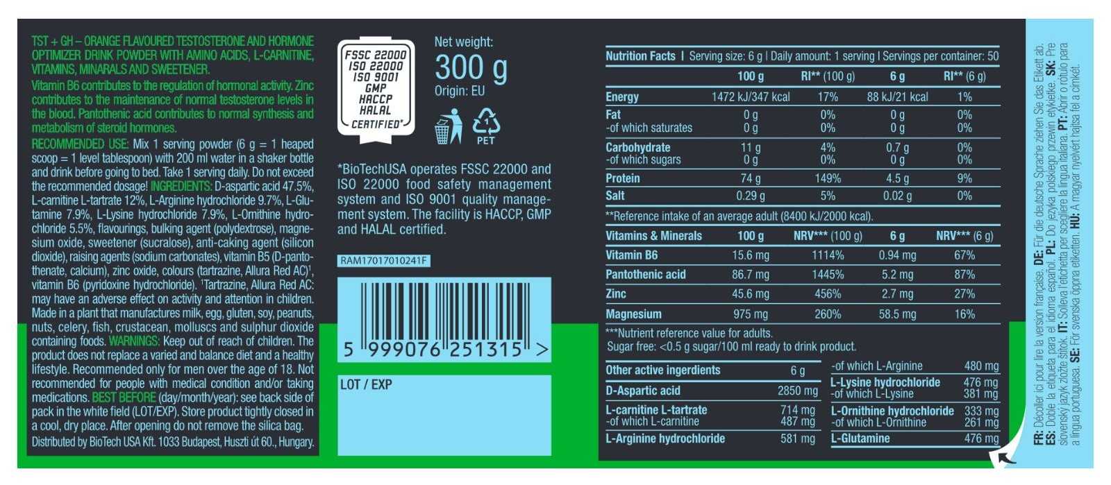 Biotech USA TST + GH 300 g