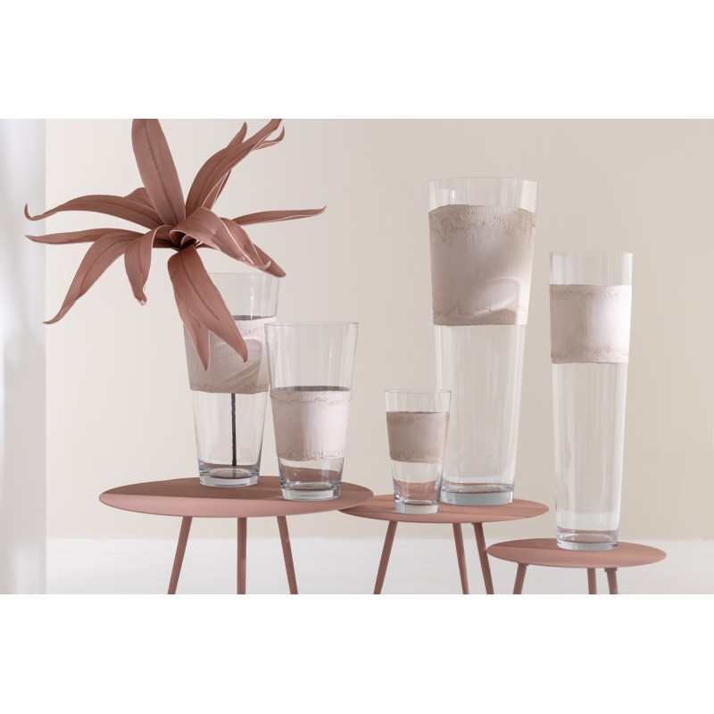 Vase avec ligne en verre beige 22x22x45 cm