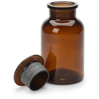 Vorratsflasche mit Glasstopfen, Volumen 1000 ml, Braun