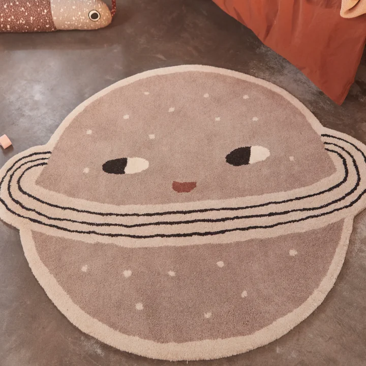 OYOY - Planet Kinderteppich, 100 x 116 cm, clay