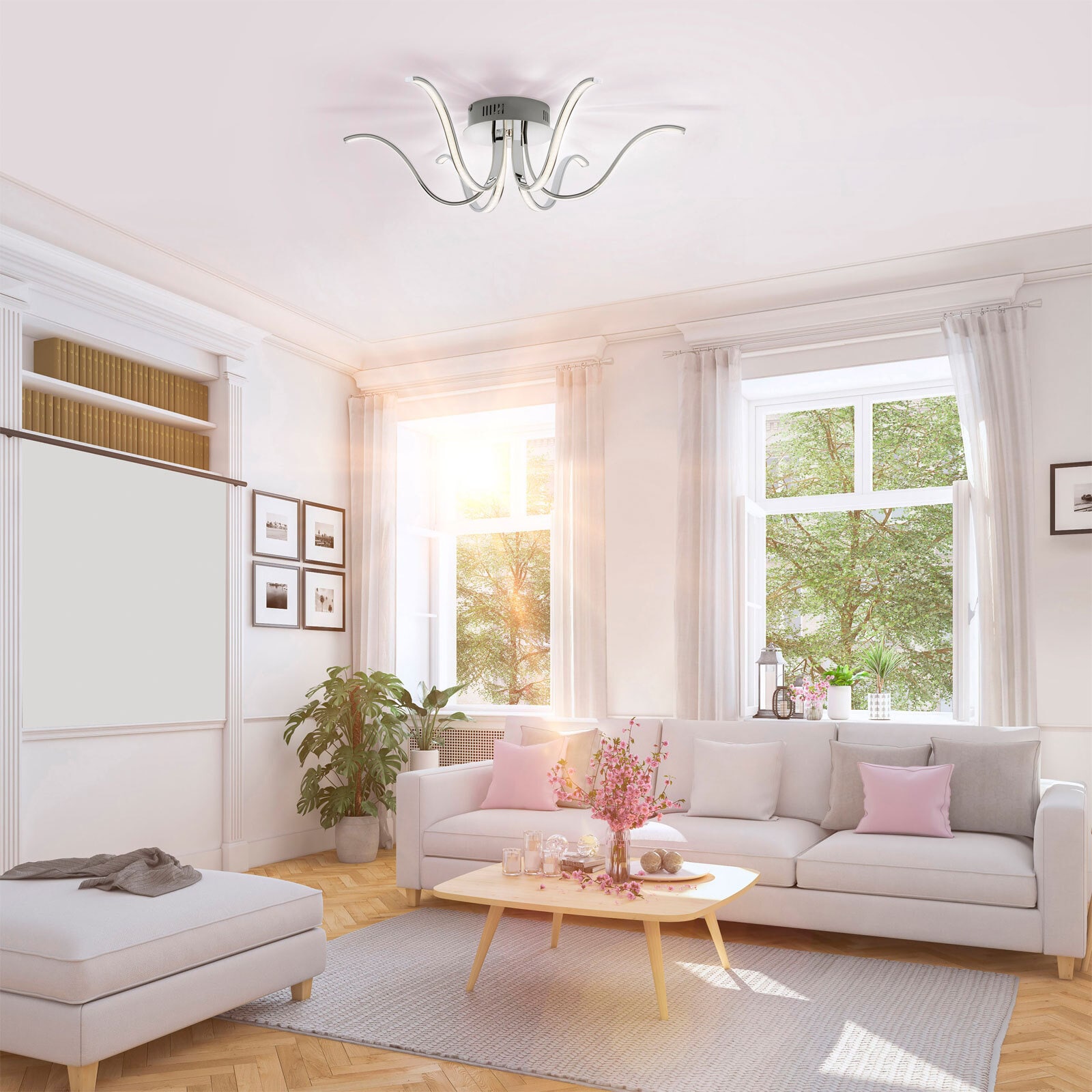 LED-Deckenleuchte Valerie 67x21 cm chromfarbig