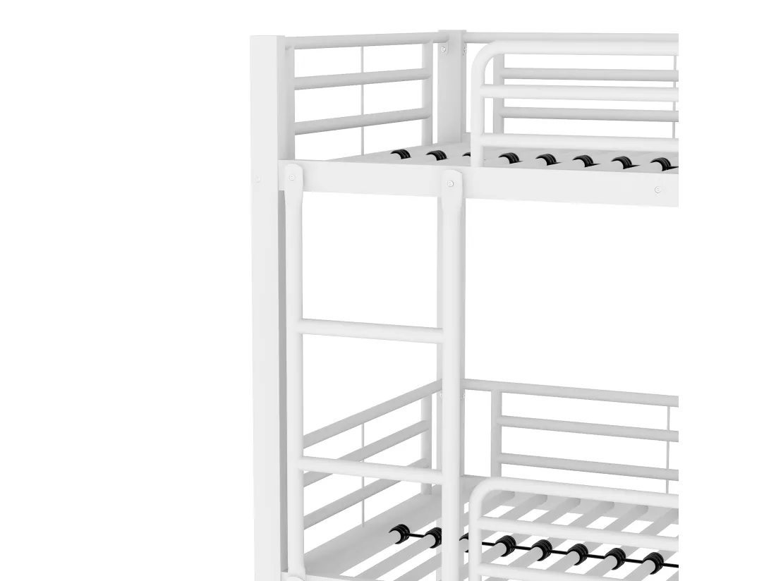 Lit superposé triple - 3x90x200cm - cadre en fer - Blanc