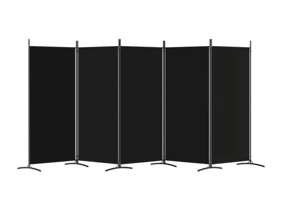Cloison de séparation 5 panneaux Noir 433x180 cm Tissu
