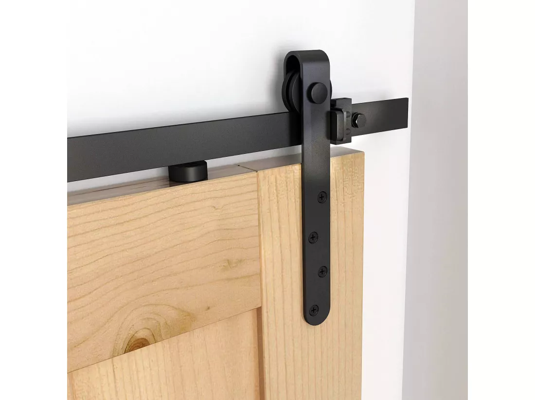 HOMCOM Kit de porte coulissante système galandage avec porte épaisseur 20-25 mm largeur max. 0,9 m charge max. 20 Kg acier noir