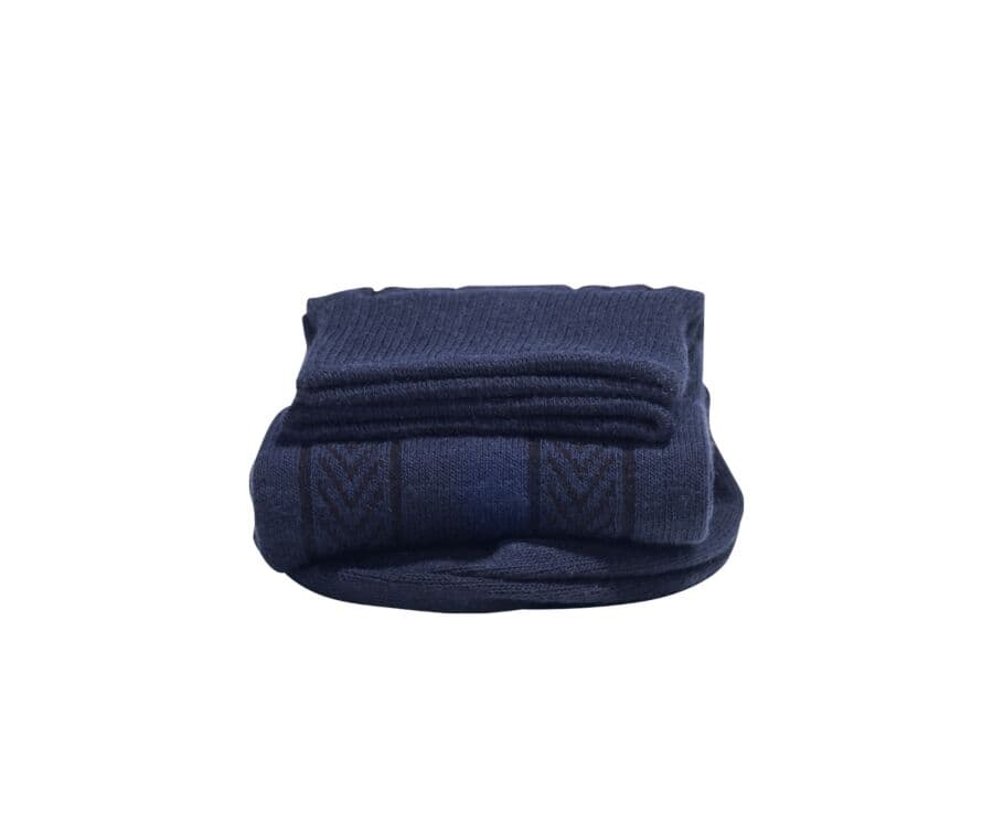 Chaussettes homme épaisses coton rayures chevrons Marine