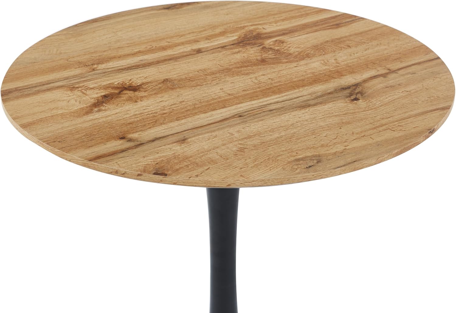 SAM Esstisch Stockholm | Rund Ø 80 cm | Holz Wildeiche-Optik | Gerade Kante | Tulpenfuß Metall schwarz | Moderner Säulentisch/Kaffeetisch für Esszimmer & Küche