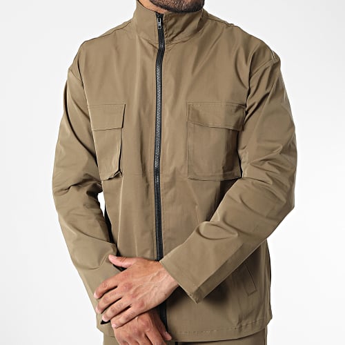 Ensemble Veste Zippée Et Pantalon Cargo Vert Kaki