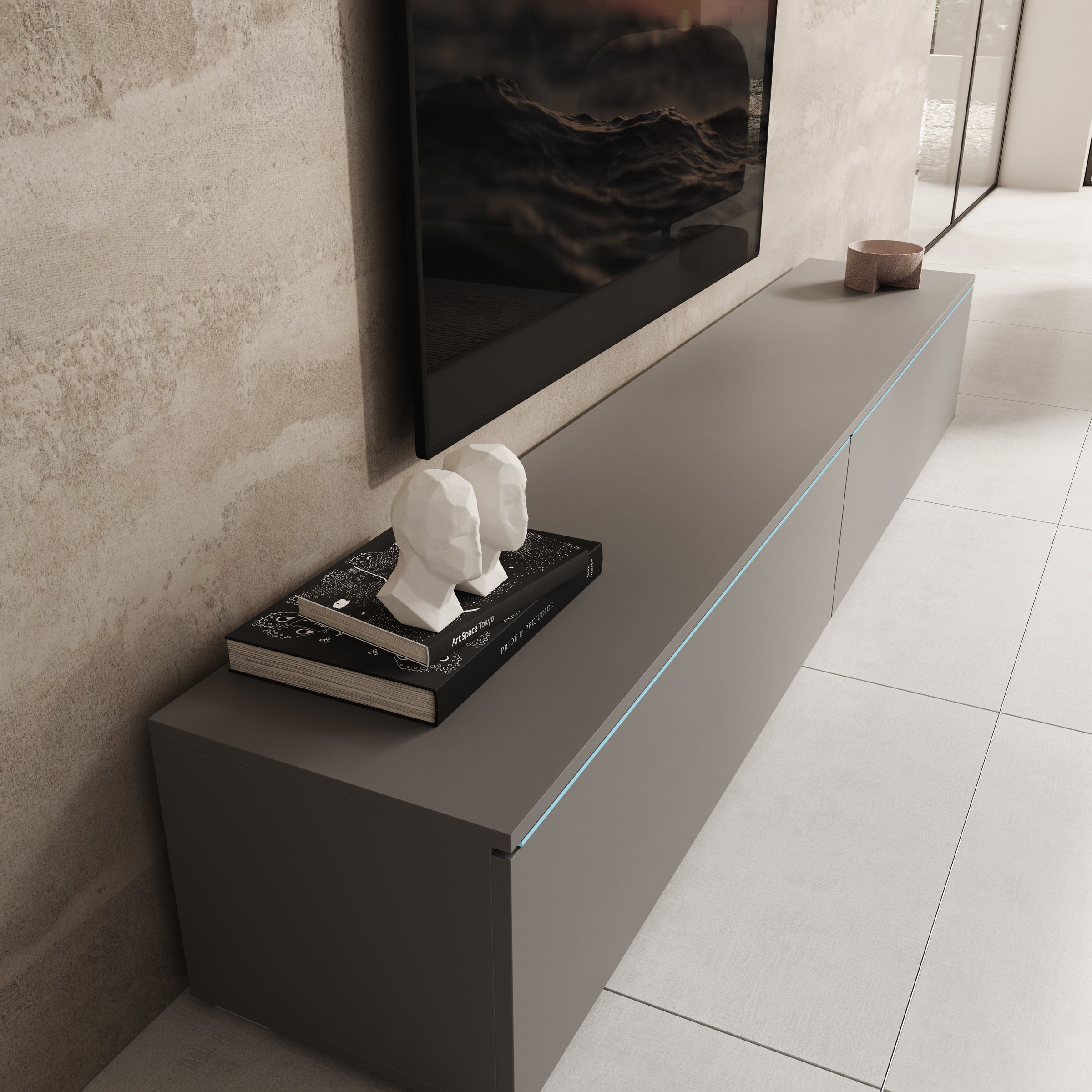 Dixon - TV-Meubel - Grijs - 180x33x30 cm